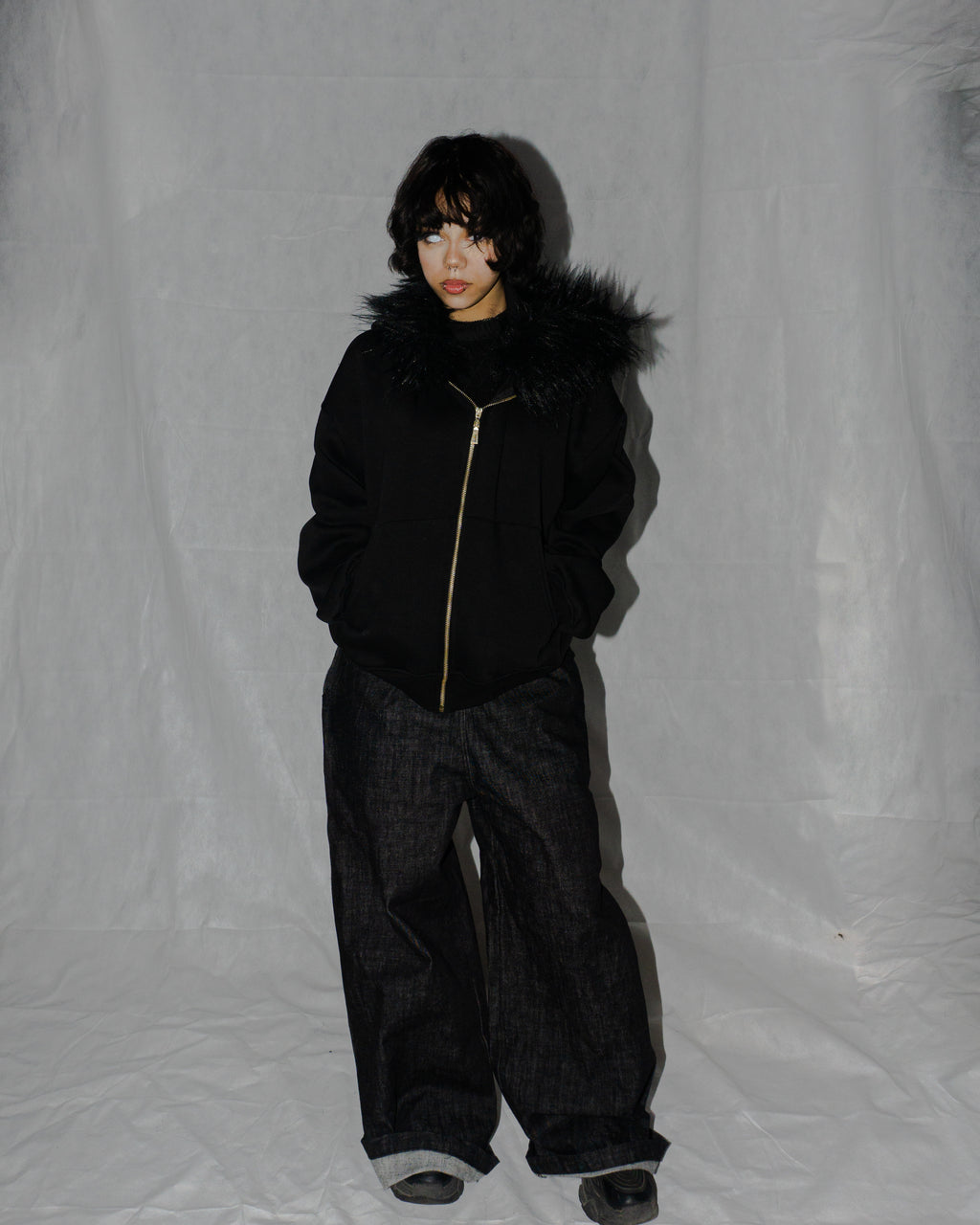 amfy fur zipup hoodie