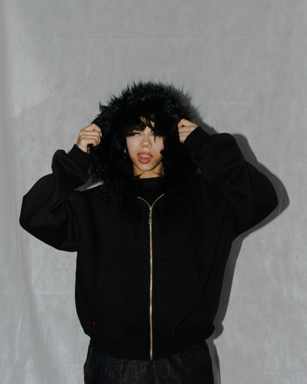 amfy fur zipup hoodie
